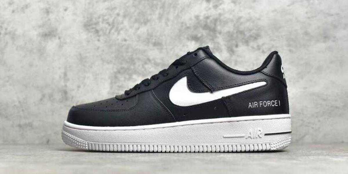 Onlne Sale Nike Air Force 1 Black White Cut-Out Swoosh is Available Now