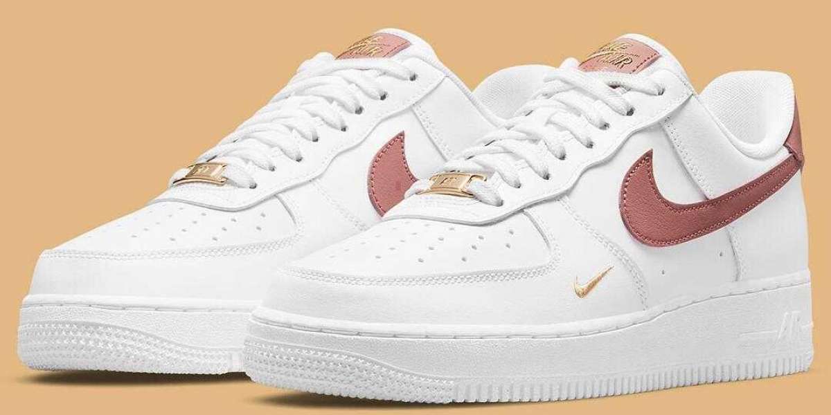 2021 Nike Air Force 1 Low Rust Pink With Golden Mini Swooshes