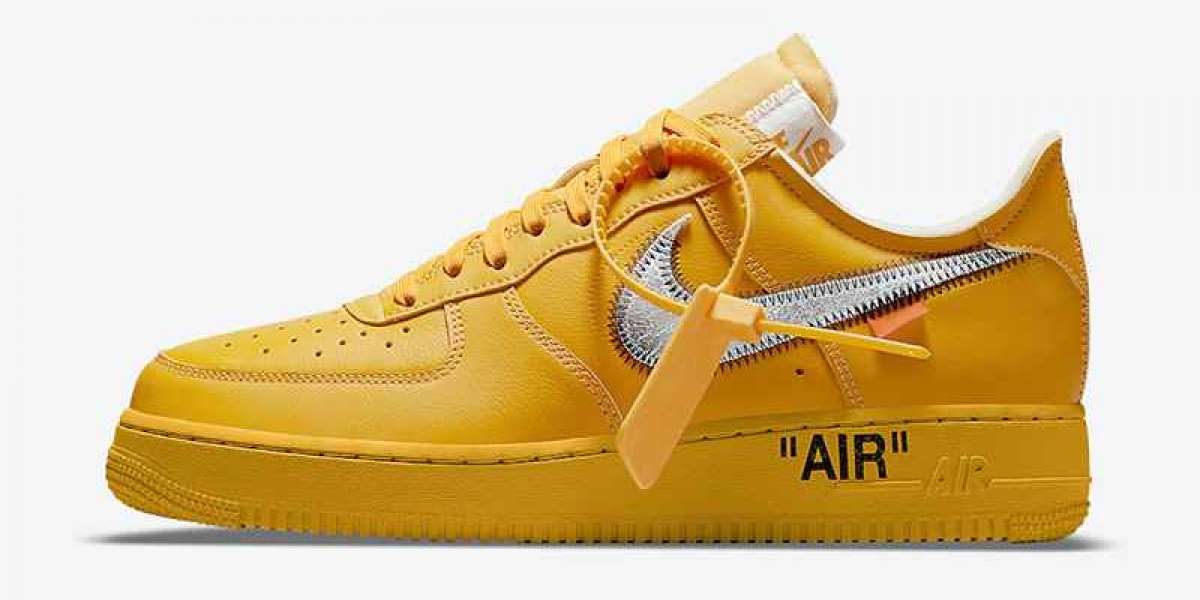 2021 New Off-White x Nike Air Force 1 Low University Gold/Metallic Silver DD1876-700