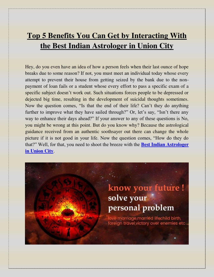 PPT - Top 5 Benefits You Can Get by Interacting With the Best Indian Astrologer in Uni PowerPoint Presentation - ID:11354506