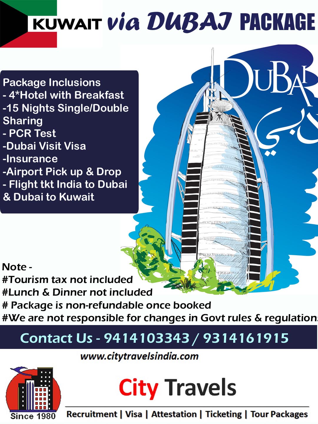 Kuwait Quarantine Package via Dubai - City Travels