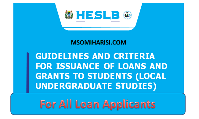 HESLB Guidelines And Criteria For Loan Application 2023/2024 - MSOMI HARISI