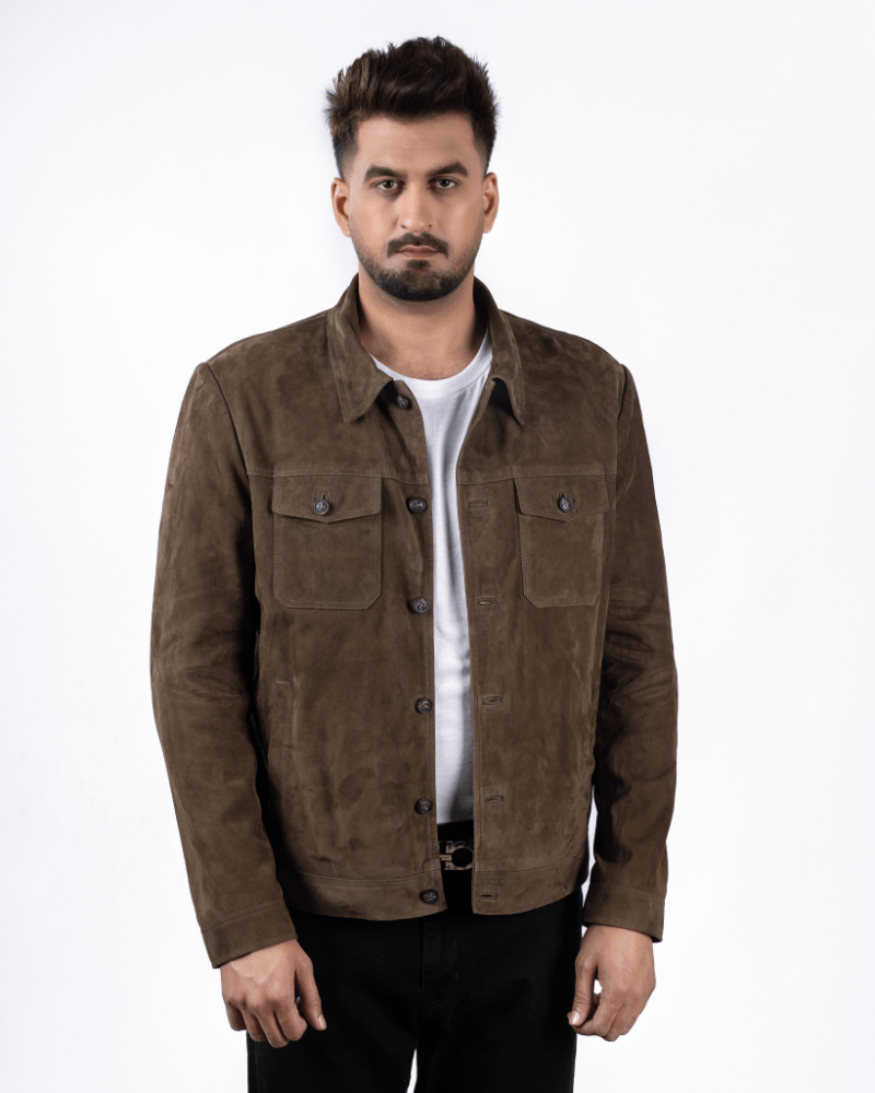 Men’s Olive Suede Leather Shirts evaluate your Style