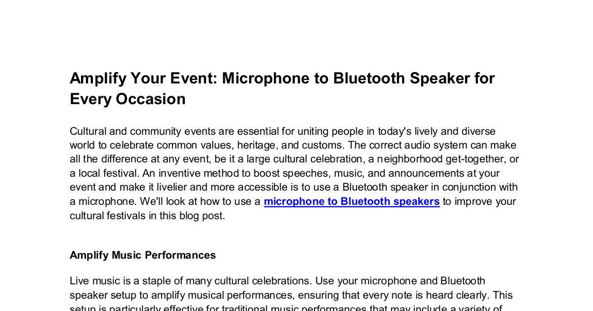 Amplify Your Event: Microphone to Bluetooth Speaker for Every Occasion