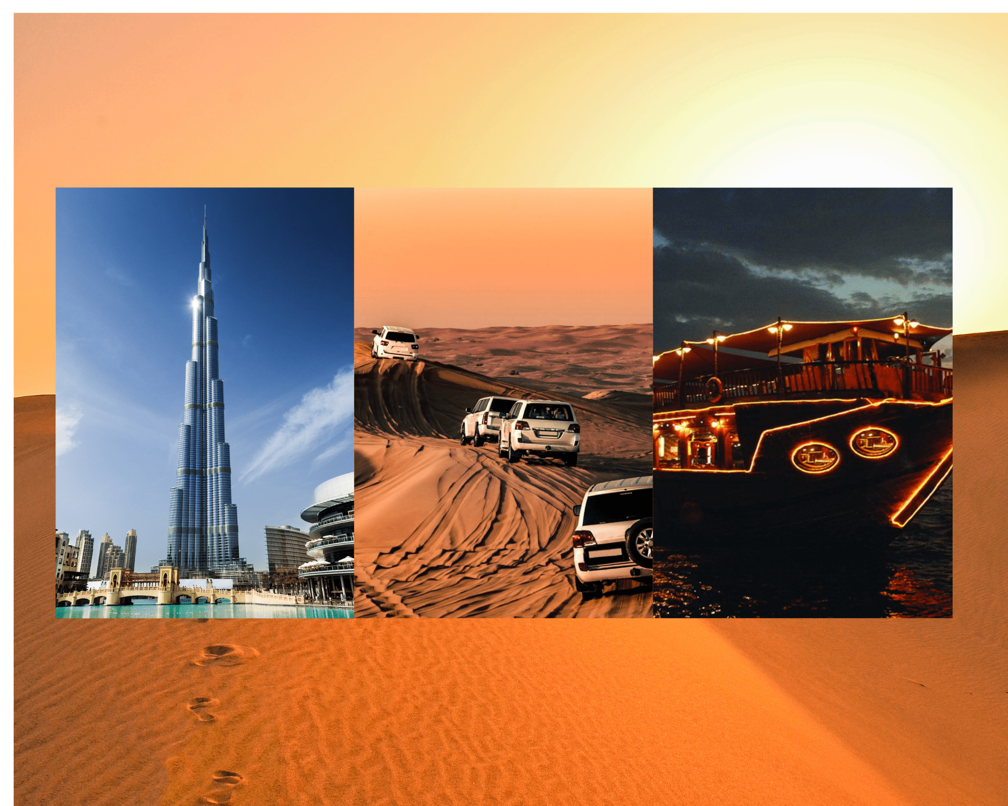 Dubai City Tour + Desert Safari + Marina Cruise Dinner