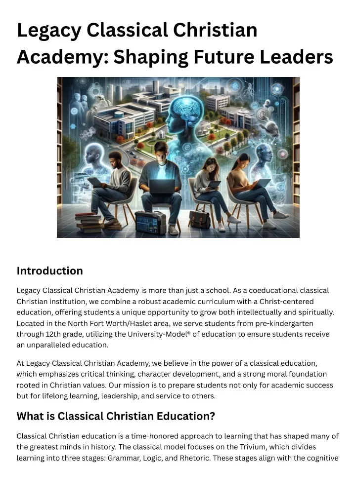 PPT - Legacy Classical Christian Academy Shaping Future Leaders PowerPoint Presentation - ID:13672785