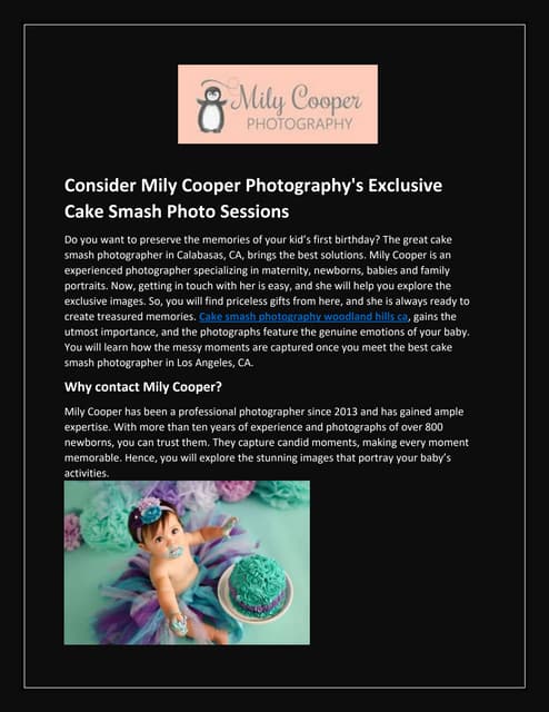 Consider Mily Cooper Photography's Exclusive Cake Smash Photo Sessions.pdf