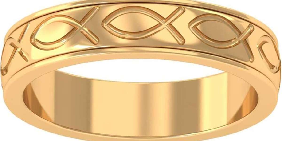 Spinner Ring with Christian Fish Ichthys Pattern: A Symbol of Faith and Style