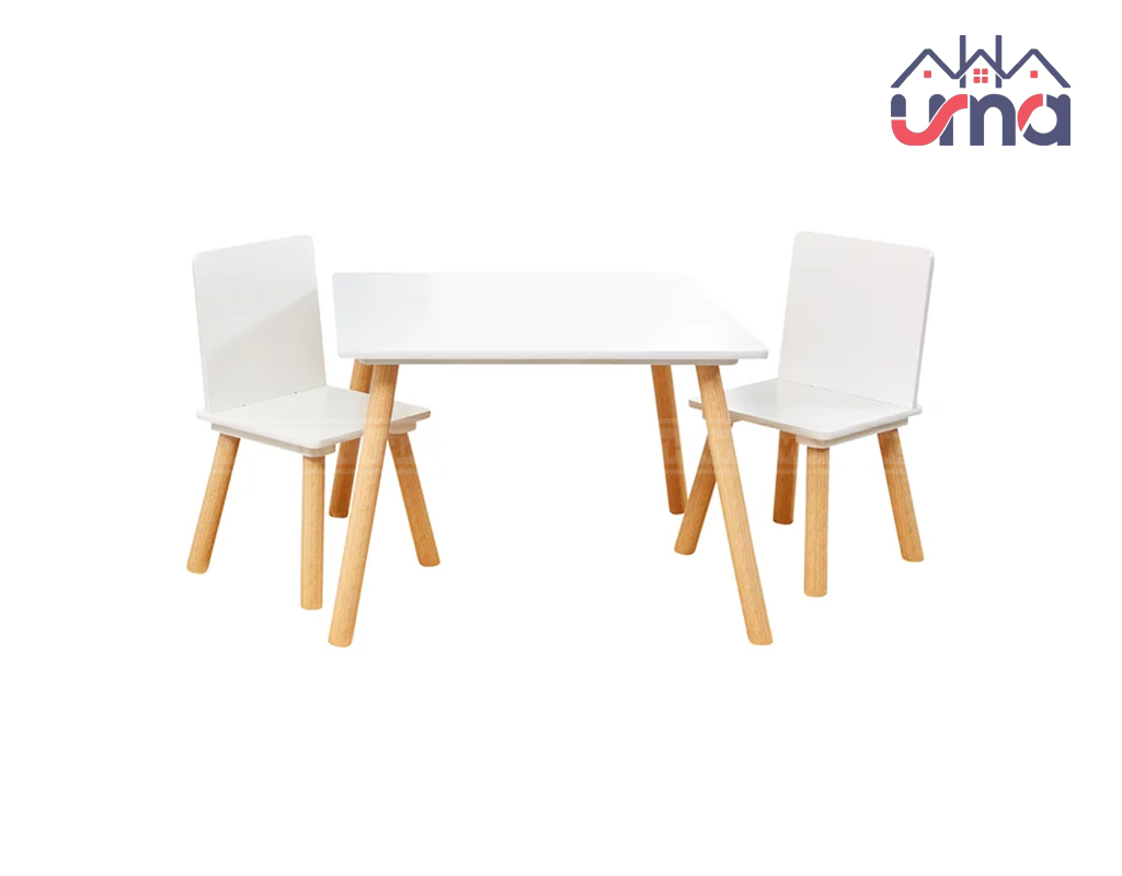 Bàn Trẻ Em 2 Ghế Gỗ Thông Hiện Đại BTE001 - Nội Thất UMA