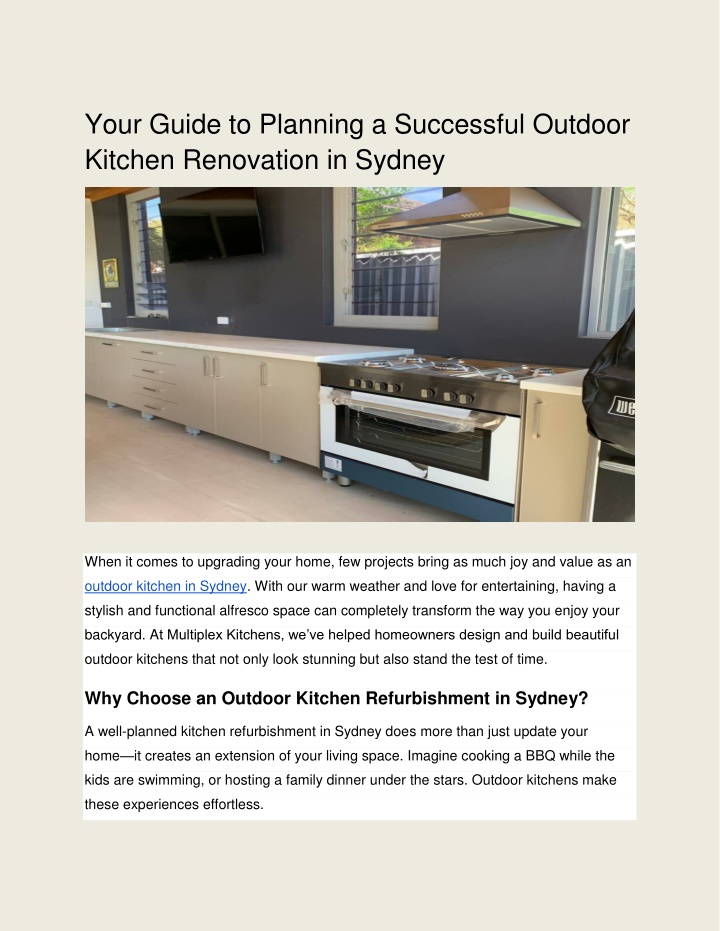 PPT - Your Guide to Planning a Successful Outdoor Kitchen Renovation in Sydney PowerPoint Presentation - ID:14574691