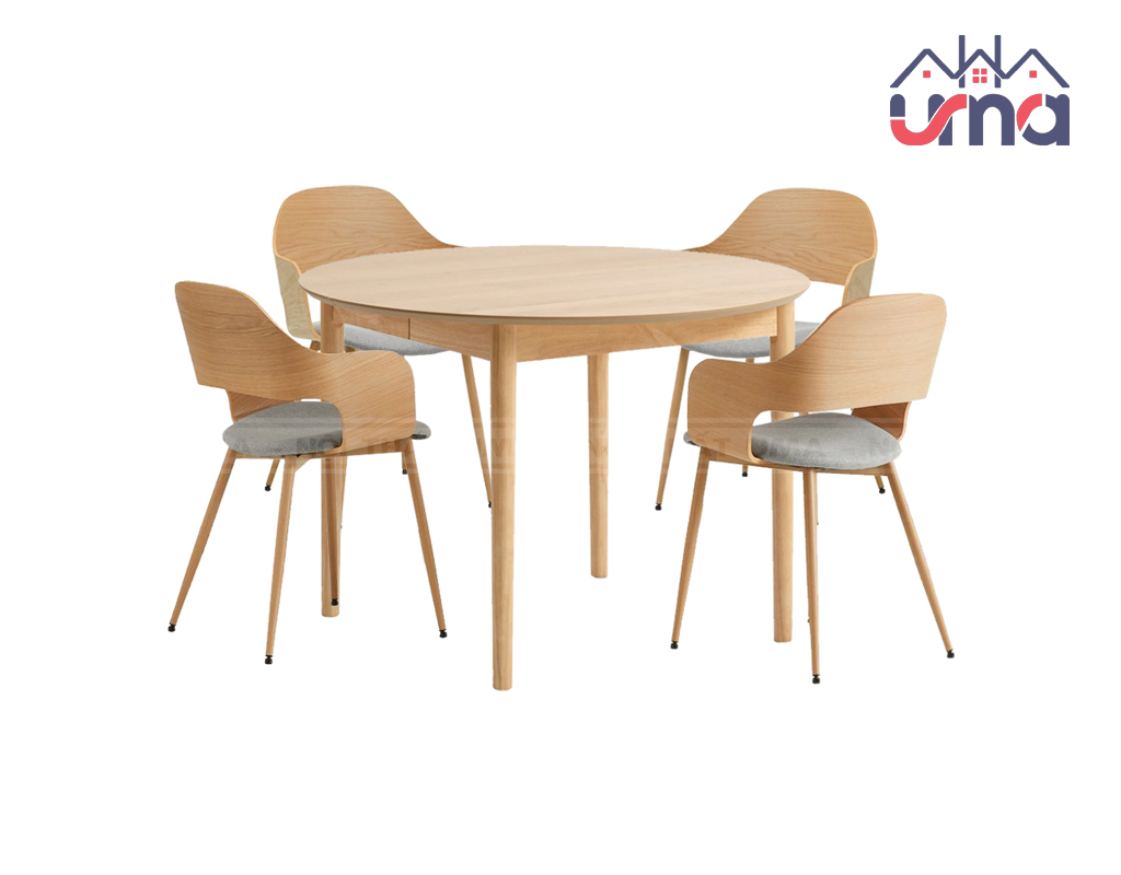 Bộ Bàn Ăn 4 Ghế Mặt Tròn Gỗ Sồi Tiện Nghi BBA062 - UMA