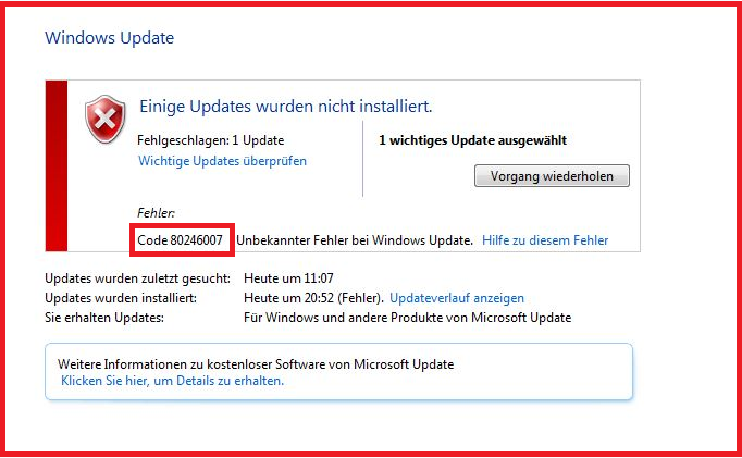 Fix Update Error Code 80246007 in windows 10/11